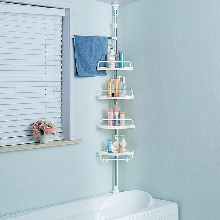 Esquinero organizador ajustable para el baño retráctil