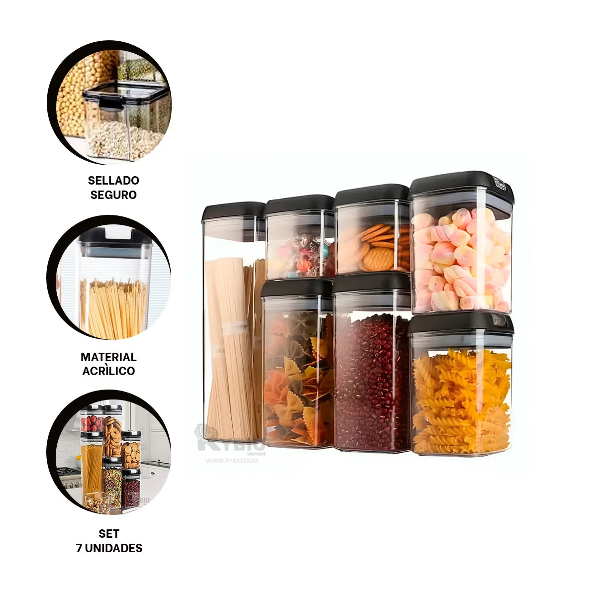 Dispensador contenedor de alimentos de 7 piezas