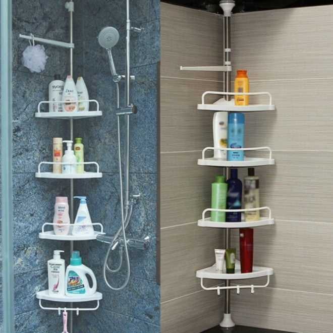 Esquinero organizador ajustable para el baño retráctil