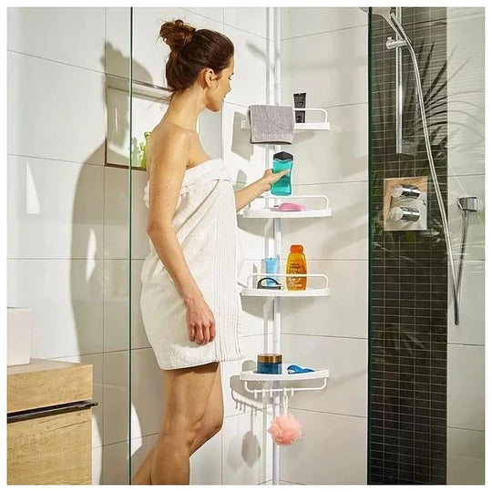 Esquinero organizador ajustable para el baño retráctil