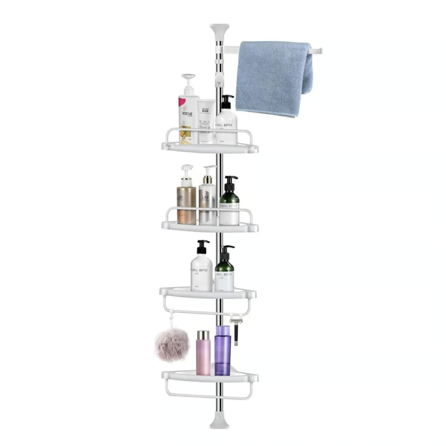 Esquinero organizador ajustable para el baño retráctil