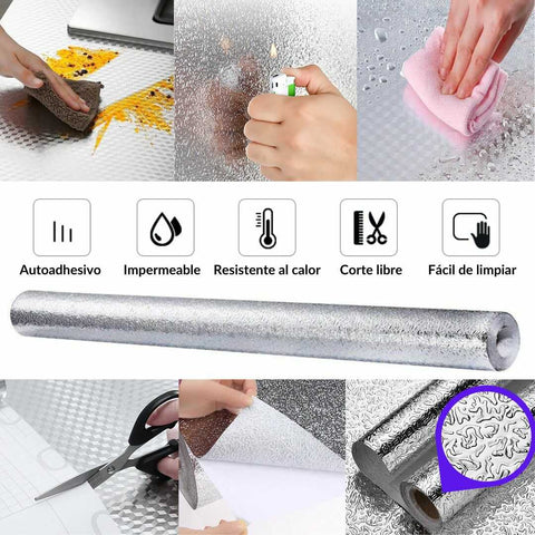 OFERTA 3X1 PAPEL ALUMINIO ADHESIVO DE COCINA 60CMX3M
