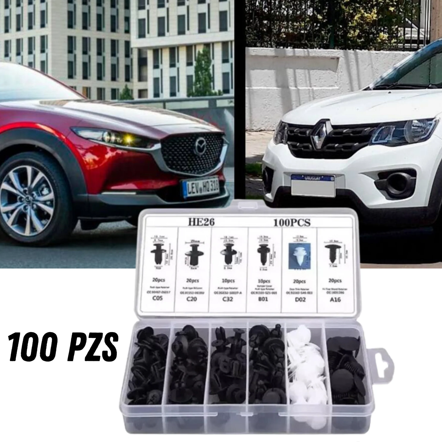 Set 100 clips para Vehiculo