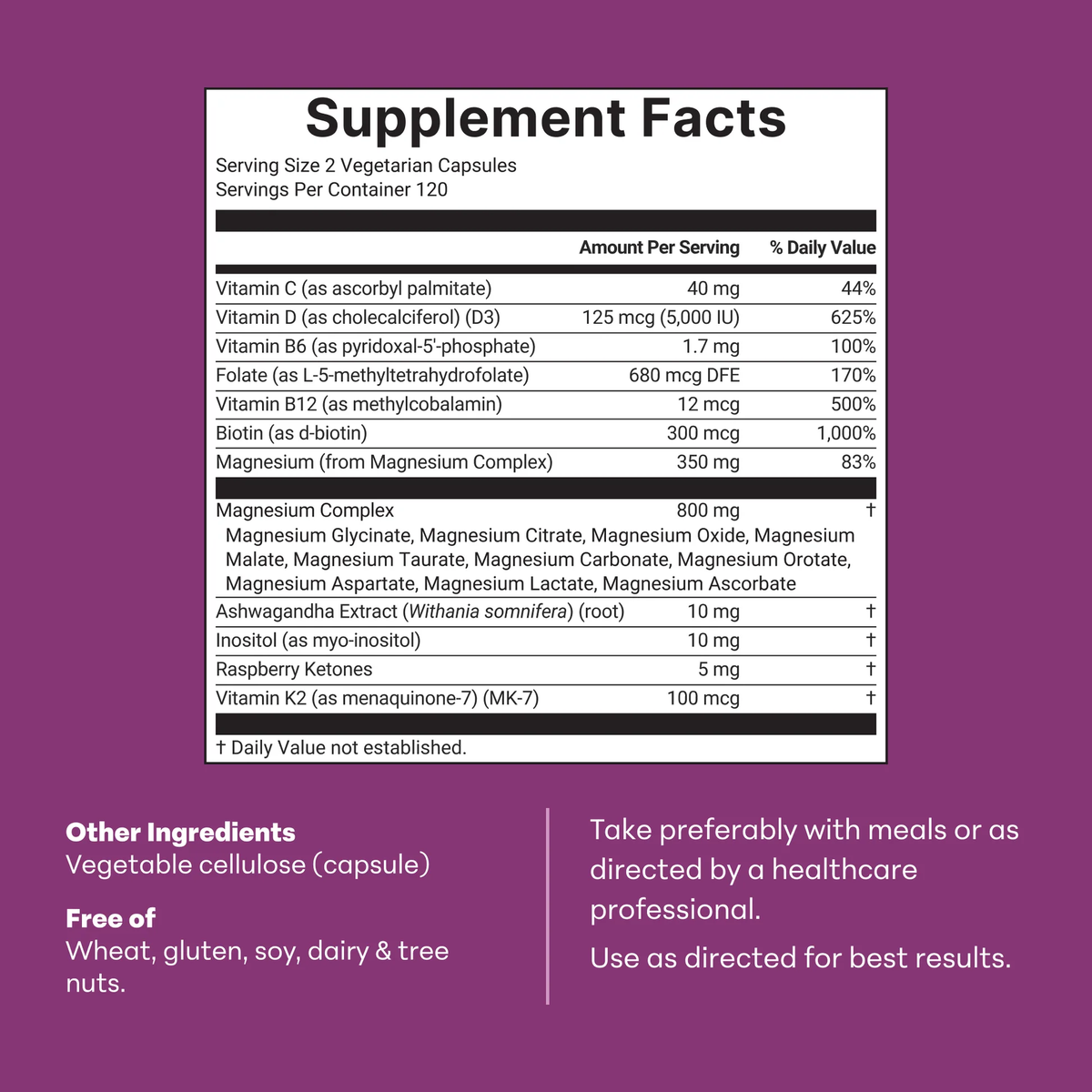 Magnesium complex 20-en-1 para mujeres 240 cápsulas