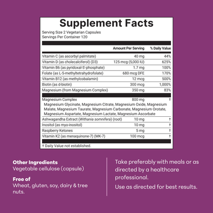 Magnesium complex 20-en-1 para mujeres 240 cápsulas